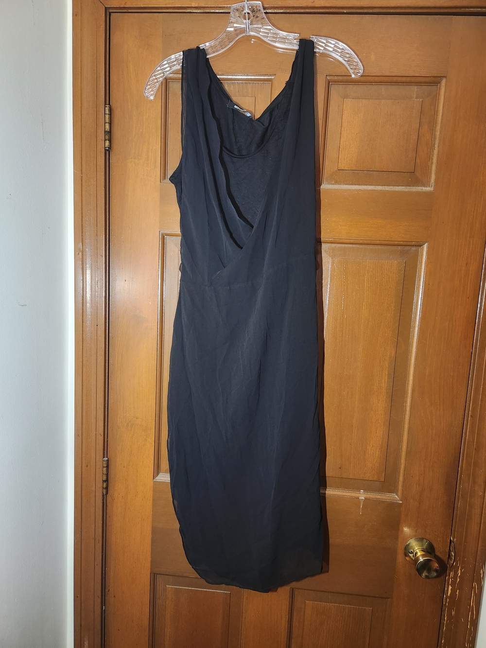 Missguided Size 2 Black Draped Cowl Neck Midi Dress Sleeveless Cocktail